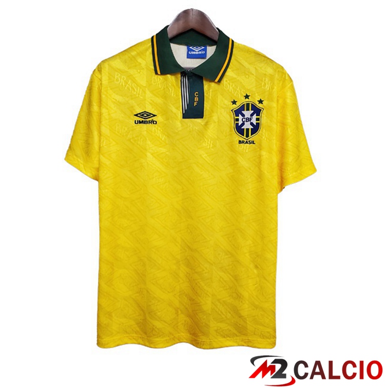 Maglie Calcio Personalizzate,Tute Calcio Squadre,Maglia Nazionale Italiana Calcio | Maglie Calcio Brasile Retro Prima Giallo 1991-1993