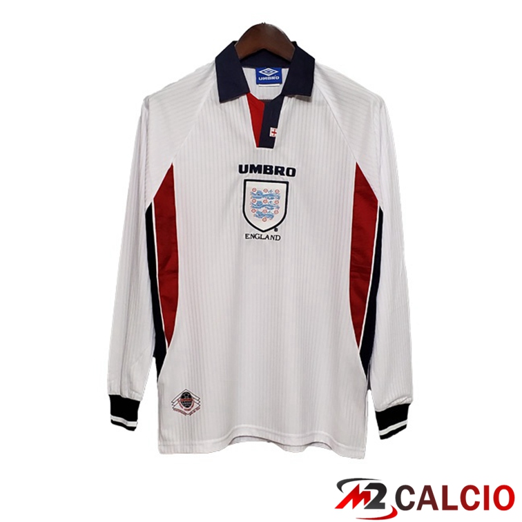Maglie Calcio Personalizzate,Tute Calcio Squadre,Maglia Nazionale Italiana Calcio | Maglie Calcio Inghilterra Retro Prima Manica Lunga Bianco 1998