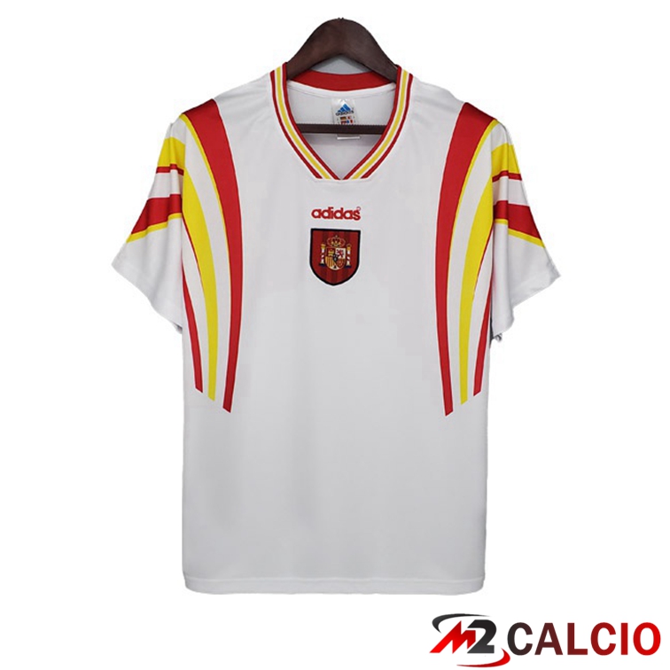 Maglie Calcio Personalizzate,Tute Calcio Squadre,Maglia Nazionale Italiana Calcio | Maglie Calcio Spagna Retro Seconda Bianco 1996