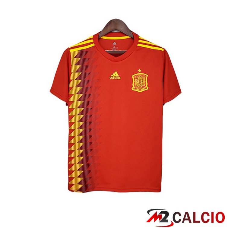 Maglie Calcio Personalizzate,Tute Calcio Squadre,Maglia Nazionale Italiana Calcio | Maglie Calcio Spagna Retro Prima Rosso 2018
