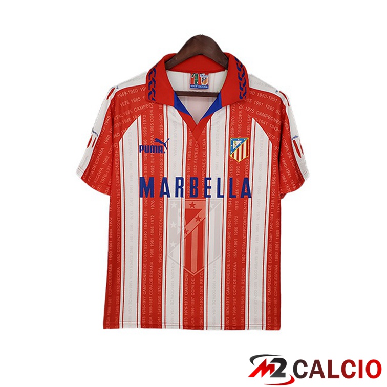 Maglie Calcio Personalizzate,Tute Calcio Squadre,Maglia Nazionale Italiana Calcio | Maglie Calcio Atletico Madrid Retro Prima Rosso Bianco 1995-1996