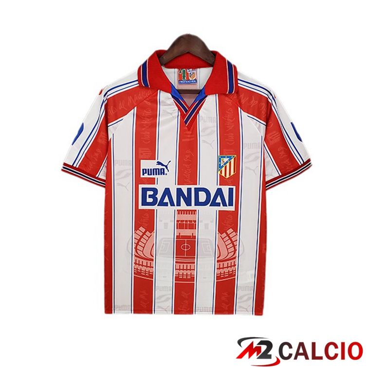 Maglie Calcio Personalizzate,Tute Calcio Squadre,Maglia Nazionale Italiana Calcio | Maglie Calcio Atletico Madrid Retro Prima Rosso Bianco 1996-1997
