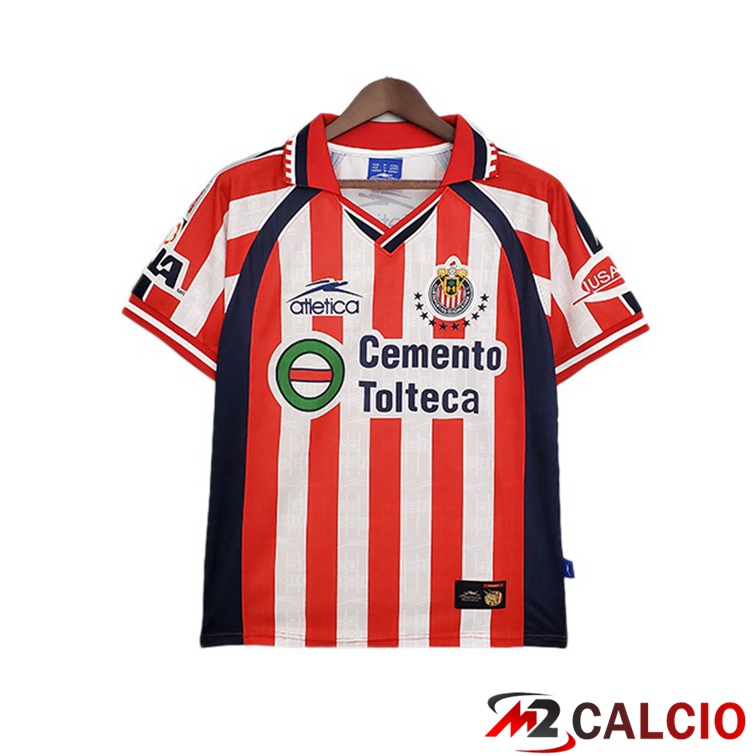 Maglie Calcio Personalizzate,Tute Calcio Squadre,Maglia Nazionale Italiana Calcio | Maglie Calcio CD Guadalajara Retro Prima Rosso Bianco 1999-2000