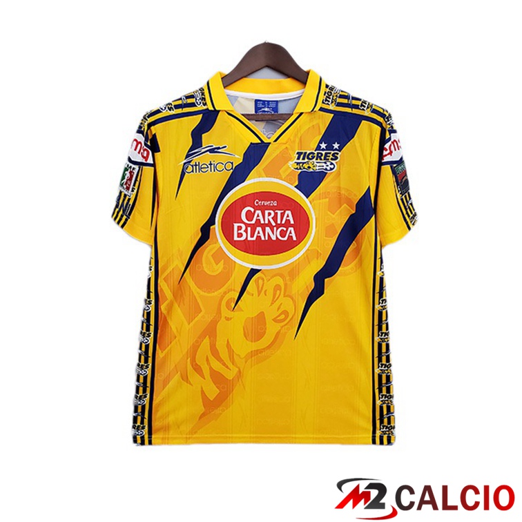 Maglie Calcio Personalizzate,Tute Calcio Squadre,Maglia Nazionale Italiana Calcio | Maglie Calcio Tigres UANL Retro Prima Giallo 1997-1998