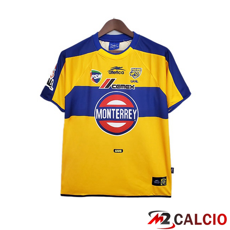 Maglie Calcio Personalizzate,Tute Calcio Squadre,Maglia Nazionale Italiana Calcio | Maglie Calcio Tigres UANL Retro Prima Giallo 2001-2002