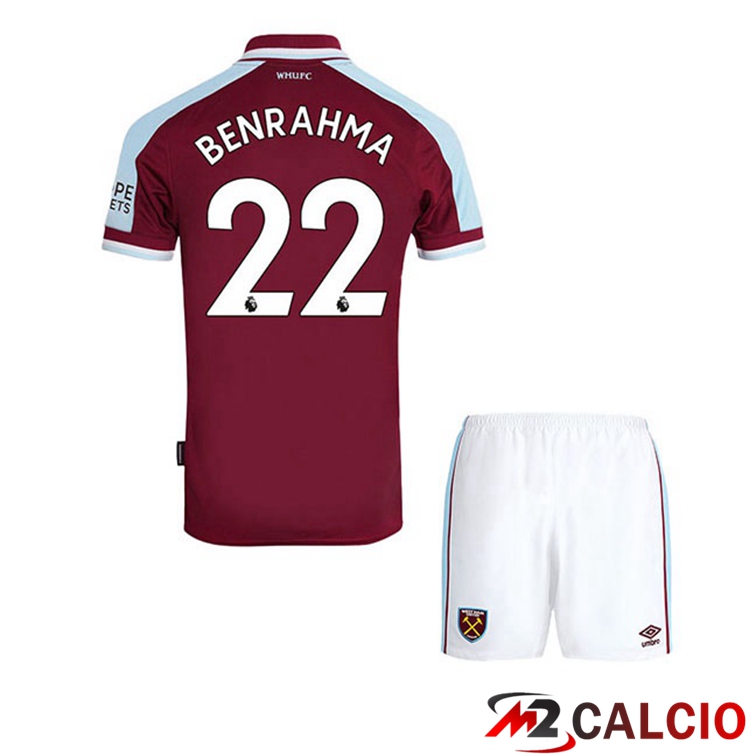 Maglie Calcio Personalizzate,Tute Calcio Squadre,Maglia Nazionale Italiana Calcio | Maglia West Ham United (BENRAHMA 22) Bambino Prima Rosso 2021/22