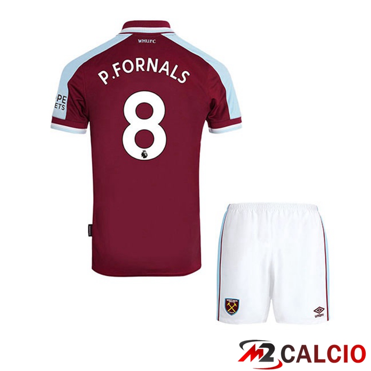 Maglie Calcio Personalizzate,Tute Calcio Squadre,Maglia Nazionale Italiana Calcio | Maglia West Ham United (P.FORNALS 8) Bambino Prima Rosso 2021/22