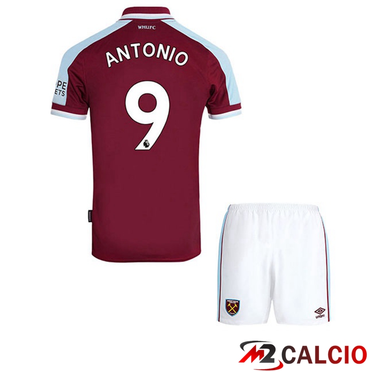 Maglie Calcio Personalizzate,Tute Calcio Squadre,Maglia Nazionale Italiana Calcio | Maglia West Ham United (ANTONIO 9) Bambino Prima Rosso 2021/22