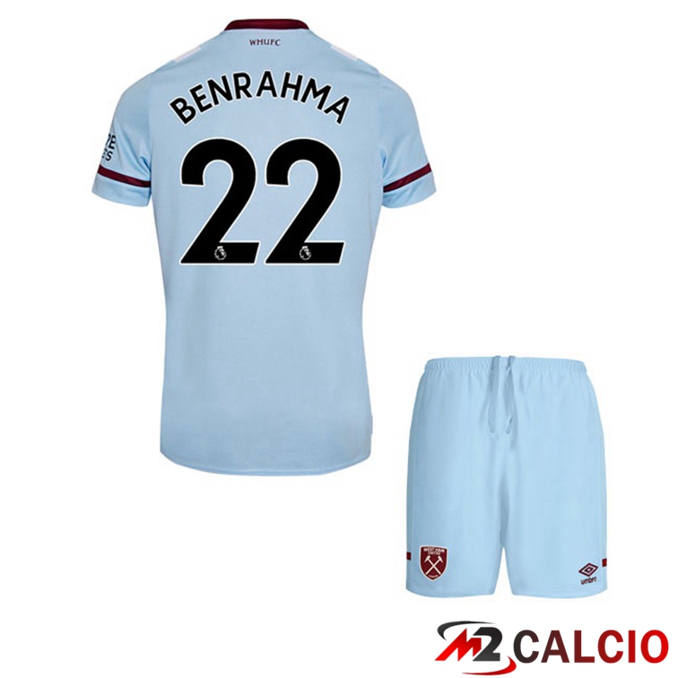 Maglie Calcio Personalizzate,Tute Calcio Squadre,Maglia Nazionale Italiana Calcio | Maglia West Ham United (BENRAHMA 22) Bambino Seconda Blu 2021/22
