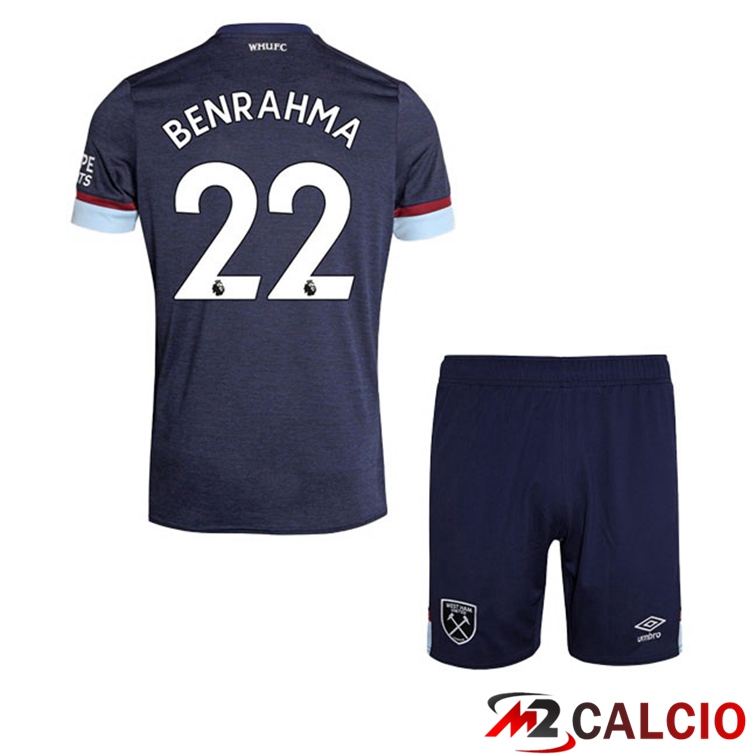 Maglie Calcio Personalizzate,Tute Calcio Squadre,Maglia Nazionale Italiana Calcio | Maglia West Ham United (BENRAHMA 22) Bambino Terza Blu 2021/22
